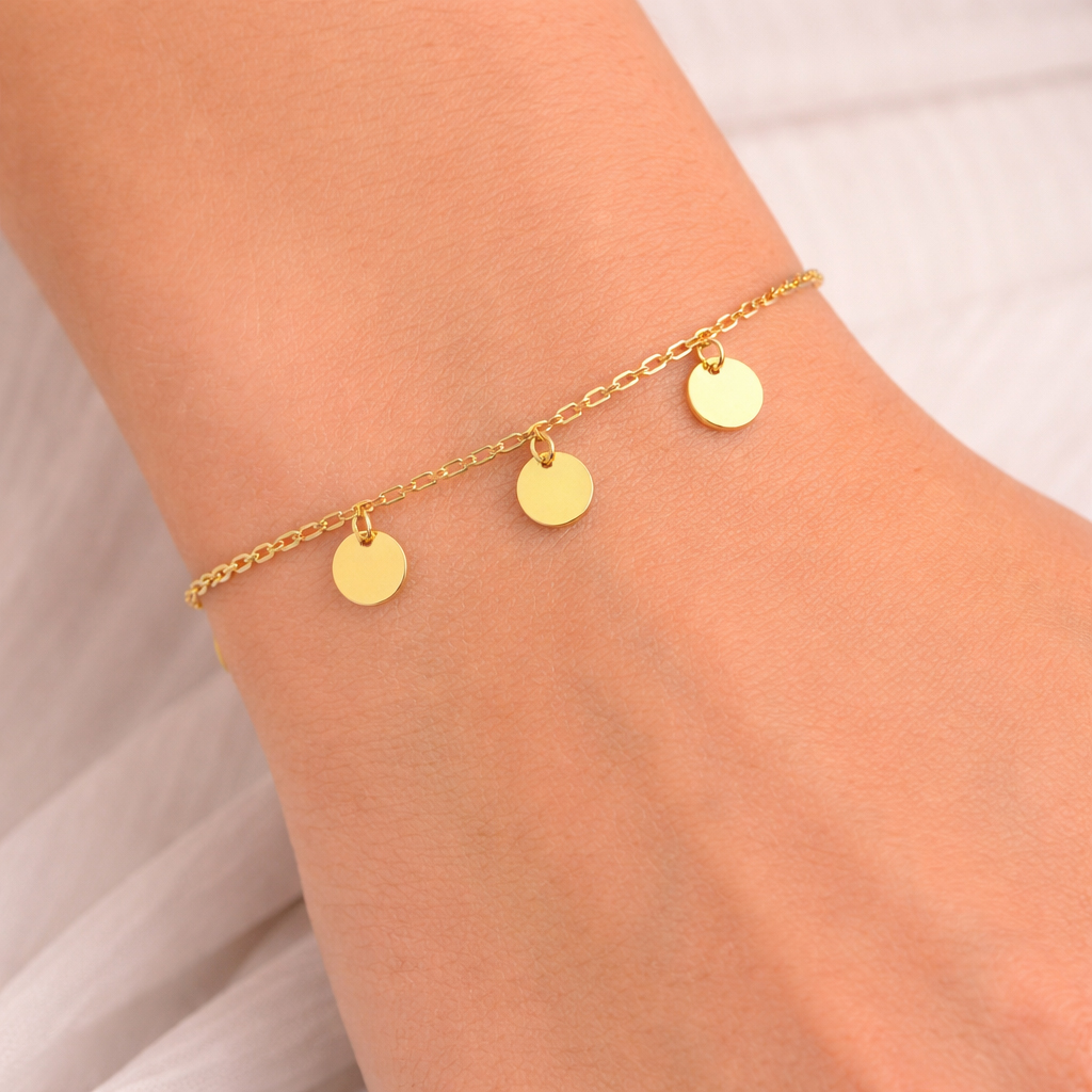 3 Plättchen Armband 585 Gold