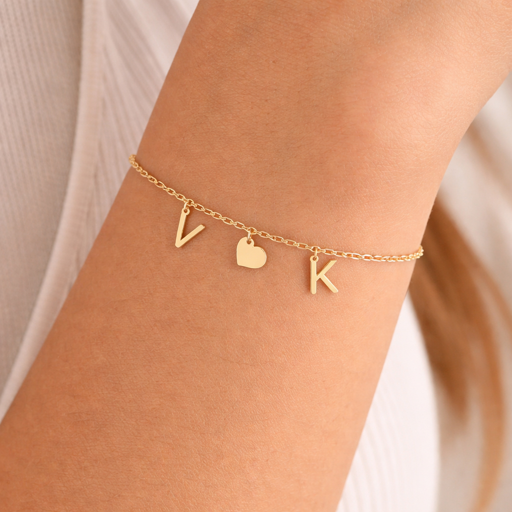 Buchstaben Herz Armband 585 Gold