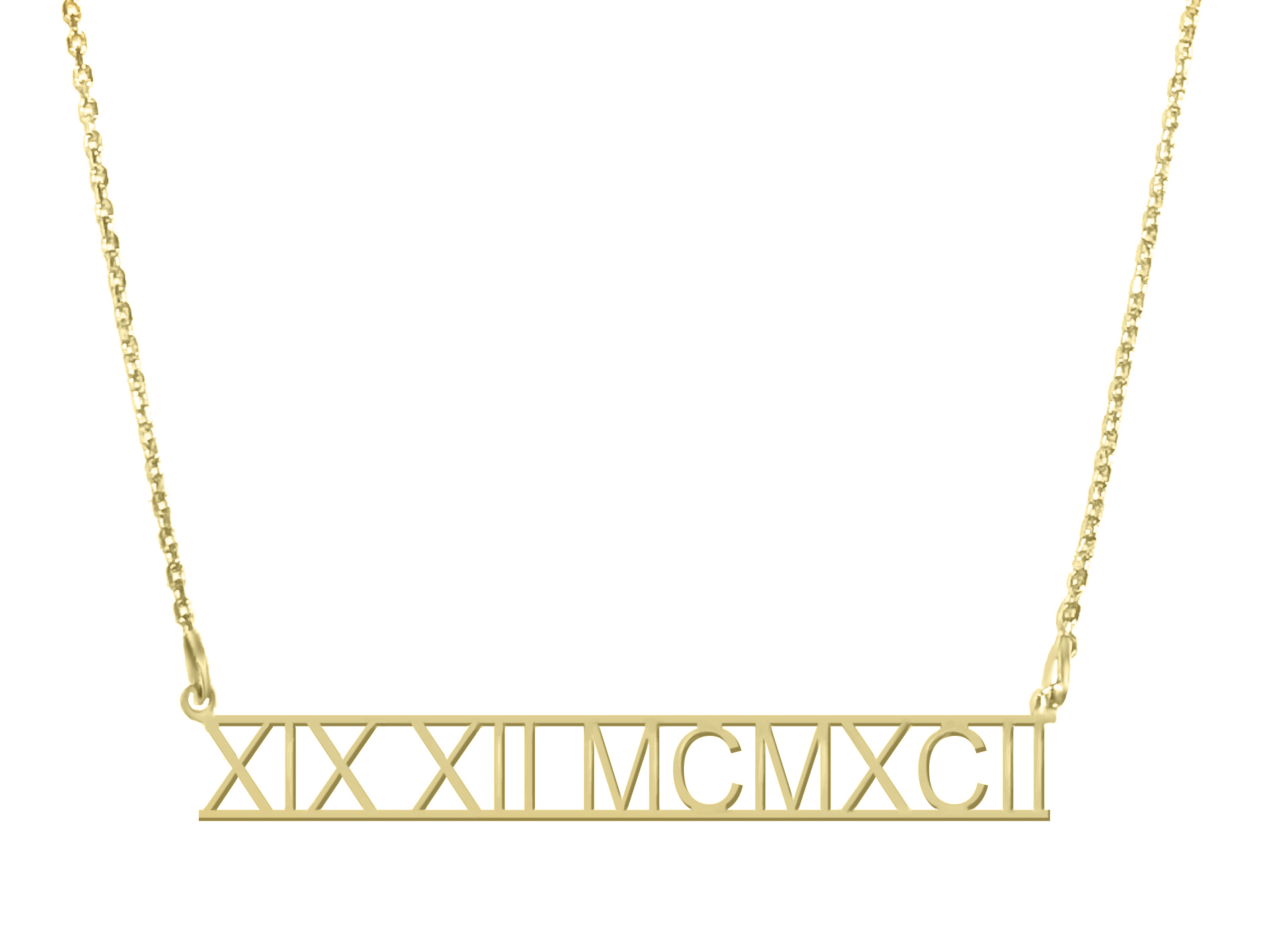 Goldcollier Halskette mit römischen Zahlen 585 Gold CL120001 1,0mm 40 cm