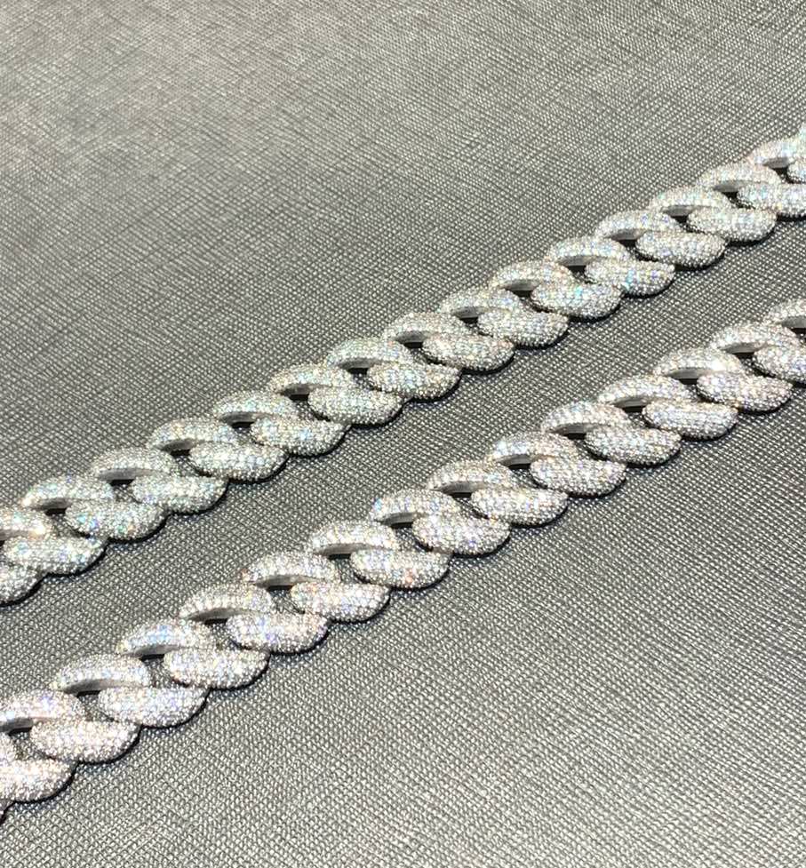 Cuban Link Chain Iced Out 11mm 925 Sterling Silber KTS0043 Kettenlänge: 55,0 cm