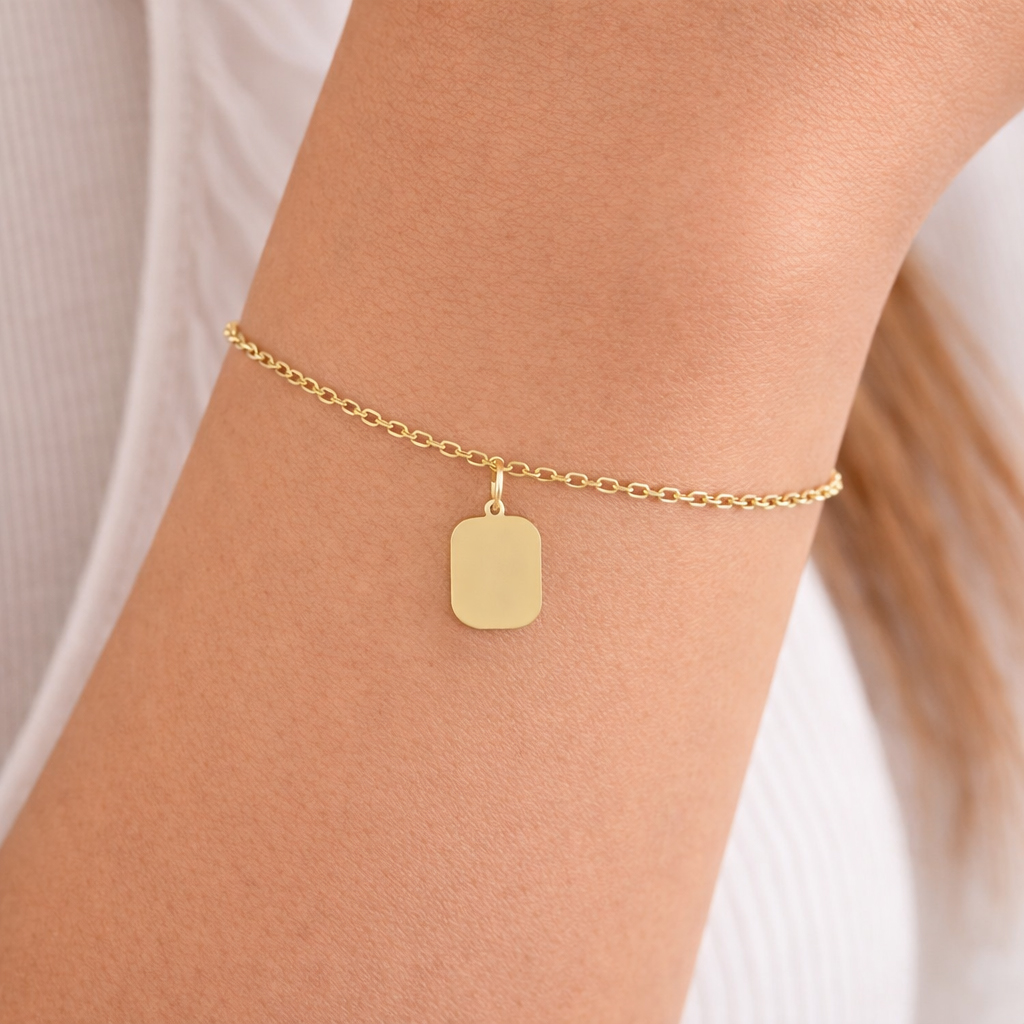 Plättchen gerundet Armband 585 Gold AEA247