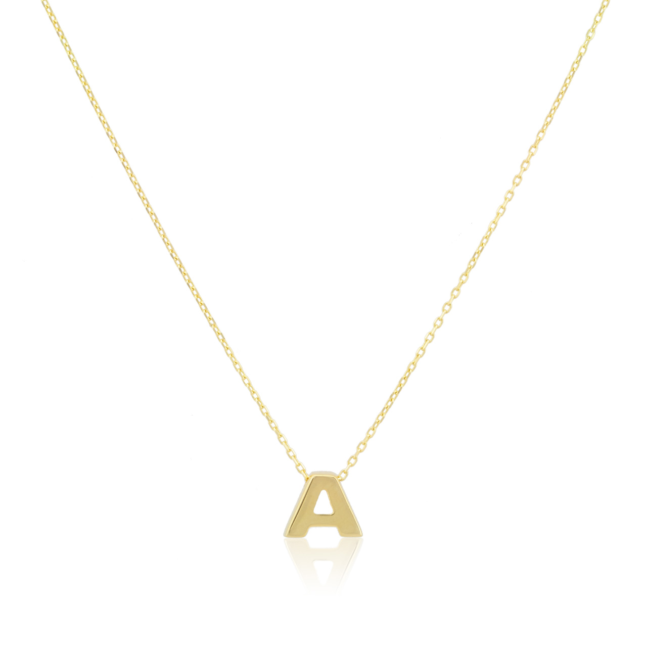 Buchstabenanhänger A bis Z mit Halskette aus 585 Gelbgold