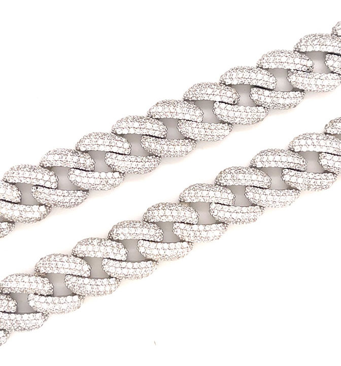 Cuban Link Chain Iced Out 11mm 925 Sterling Silber KTS0043 Kettenlänge: 55,0 cm