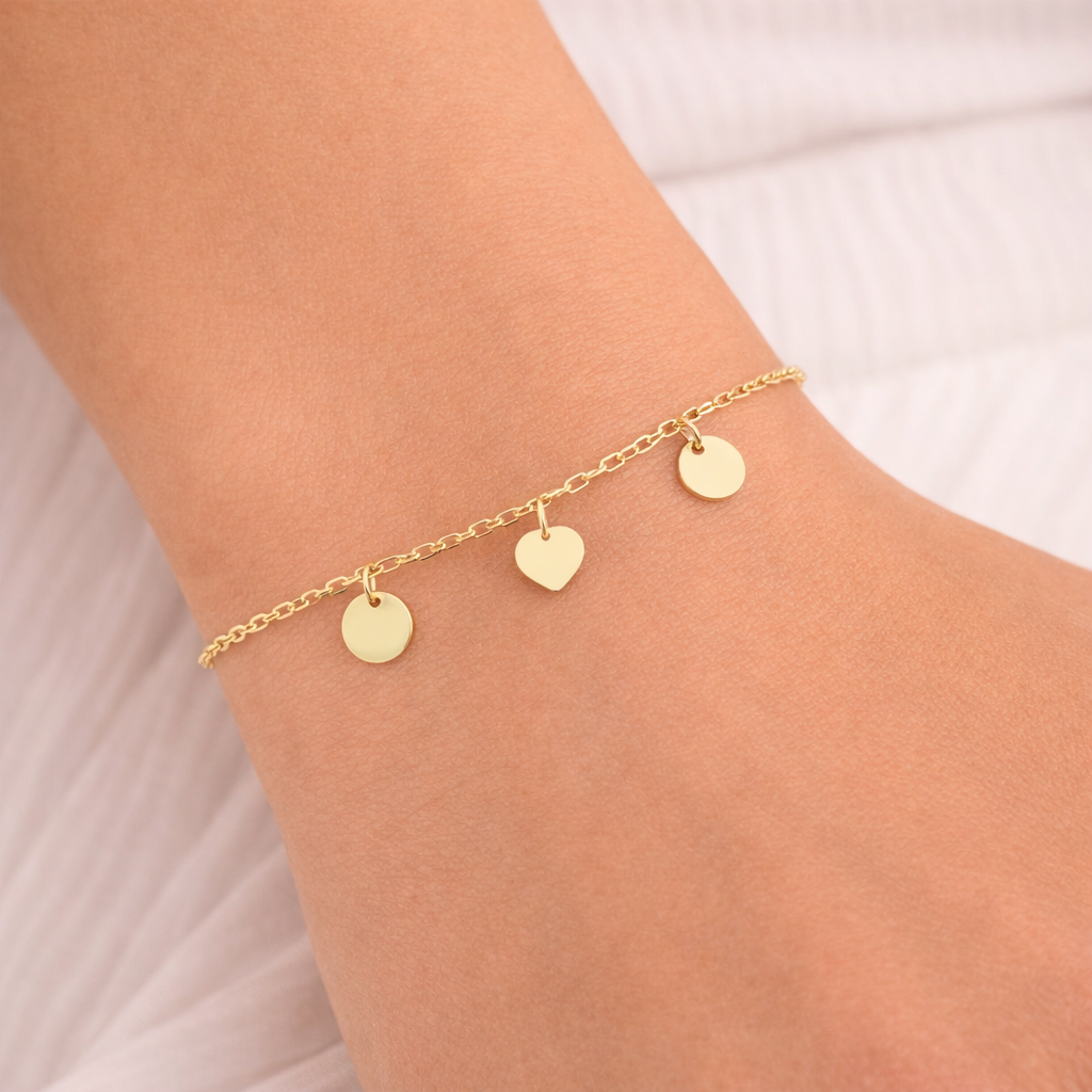 Plättchen Herz Armband 585 Gold