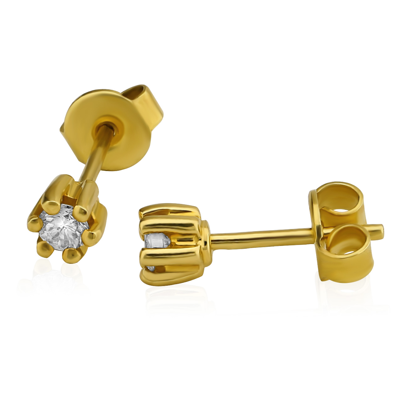 Diamant Ohrstecker 585er Gelbgold Solitaire 0,20ct. I/SI1