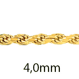 Kordelkette 4,0mm hohl 585 Gold