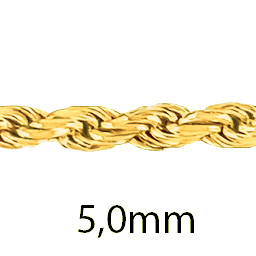 Kordelkette 5,0mm hohl 585 Gold