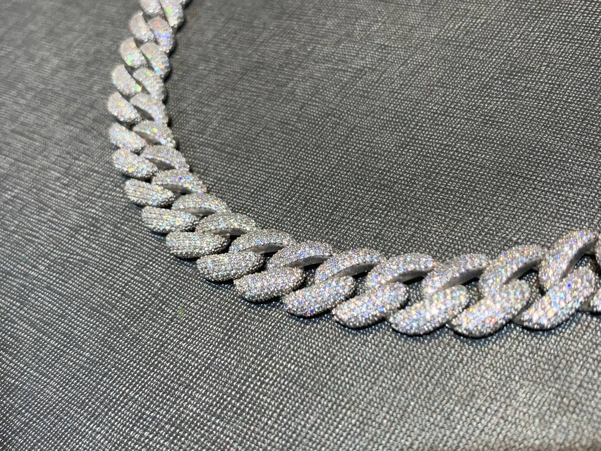 Cuban Link Chain Iced Out 11mm Armband 925 Silber KTS0043A