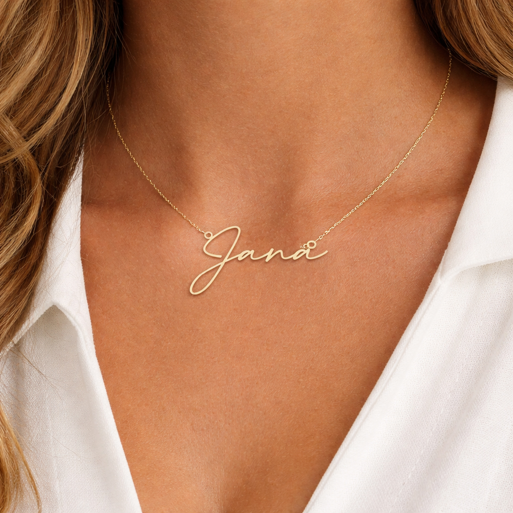 Namenskette Ease waagerecht 585 Gelbgold