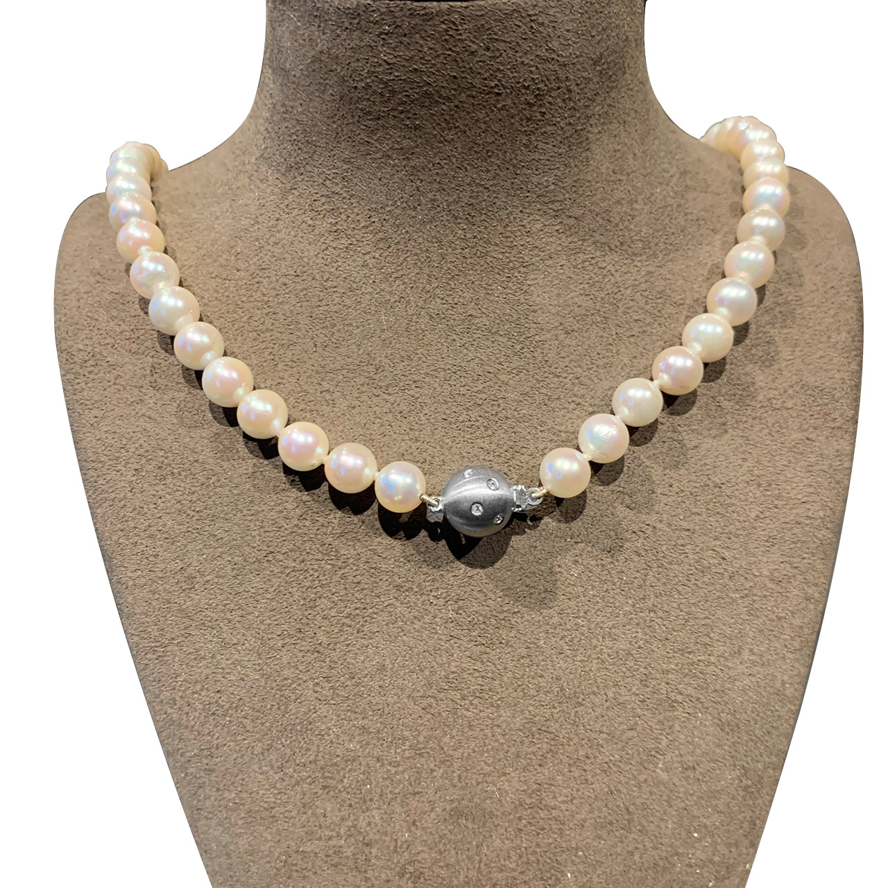 Perlen Collier aus 585/- Weißgold EXPC4004