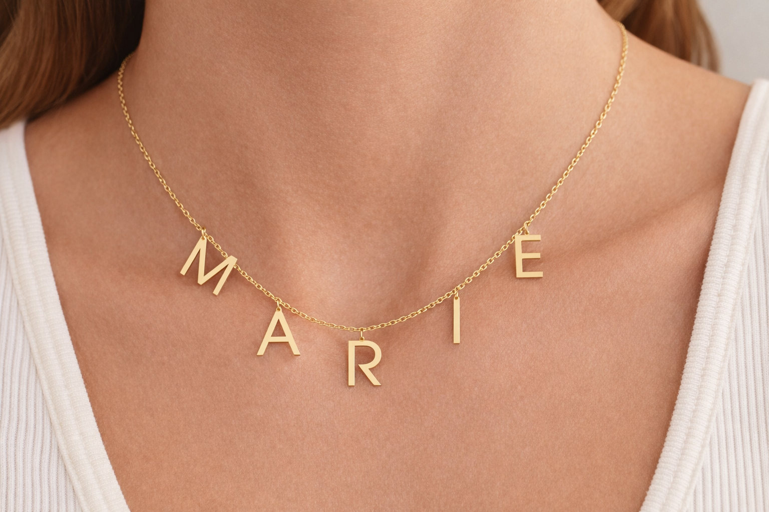 Namenskette Einzelbuchstaben 585 Gelbgold