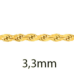 Kordelkette 3,3mm hohl 585 Gold